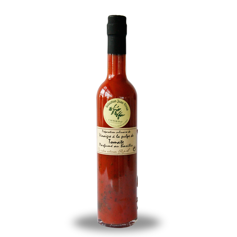 Vinaigre à la pulpe de tomate, parfumé au basilic